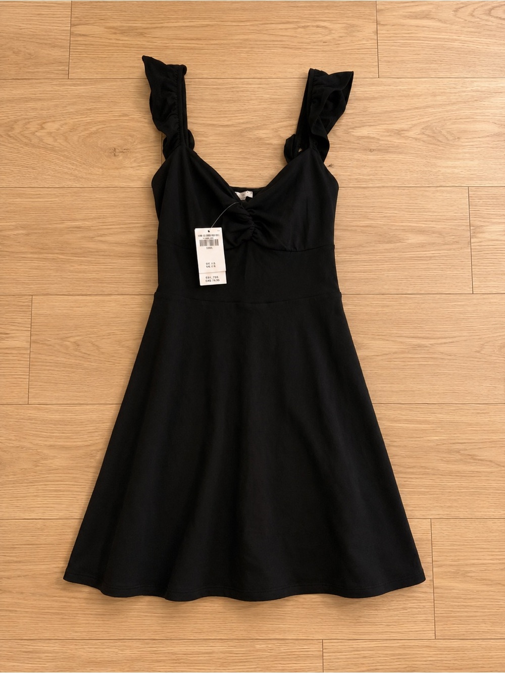 Black Ruffle Strap A-Line Dress